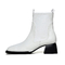 Klassische weiße Lederschuhe mit Quadratfußfläche Fußflächenschuhe Chunky Heel Casual Frauen Schuhe mit Fersen