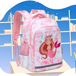 Polyester Kinder Schul Rucksack Meerjungfrau Schultasche Drei Stück Set 6